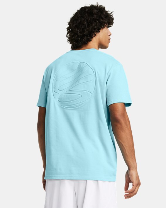 T-shirt voor heren Curry Emboss Heavyweight, Blue, pdpMainDesktop image number 1